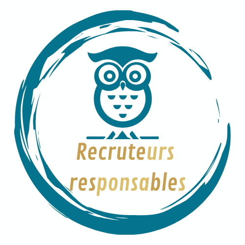 logo blanc or et vert recruteurs responsables